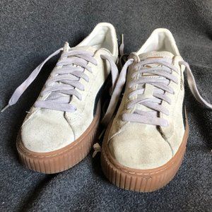 Platform Suede Puma Sneakers Cream / Black W8